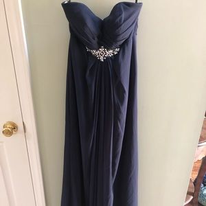 Bill Levkoff Navy Blue Strapless Bridesmaid Dress
